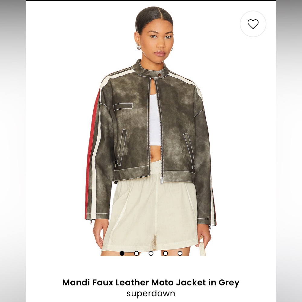 Superdown Mandi Faux Leather Moto Jacket in Black and Red
